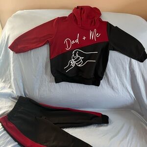 Red and Black 'Dad + Me' Hoodie and Pants Set